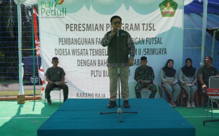 PLN Nusantara Power UP Bukit Asam Gandeng Rindam ll/Sriwijaya bangun Lapangan Futsal bahan dasar FABA di Desa Wisata Tambelang.