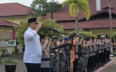 Bupati dan Kapolres Pimpin Apel Kesiapan Operasi Pengamanan Hari Raya Di Mapolres Ketapang